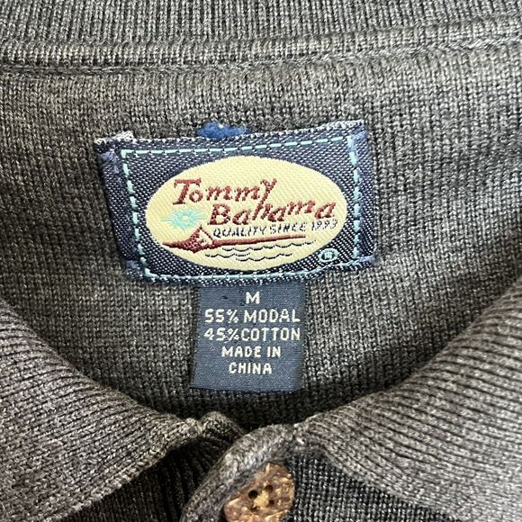 Tommy Bahama Mens Long Sleeve Modal/Cotton 2 Button Placket Sweater Gray Medium - Picture 4 of 11